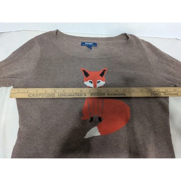 Old Navy Fox Sweater Blogger Fav Women's Small Brown Softest Crew Neck Knit Top‎ - Picture 2 of 13